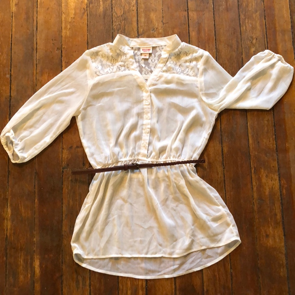 White sheer Tunic with Belt